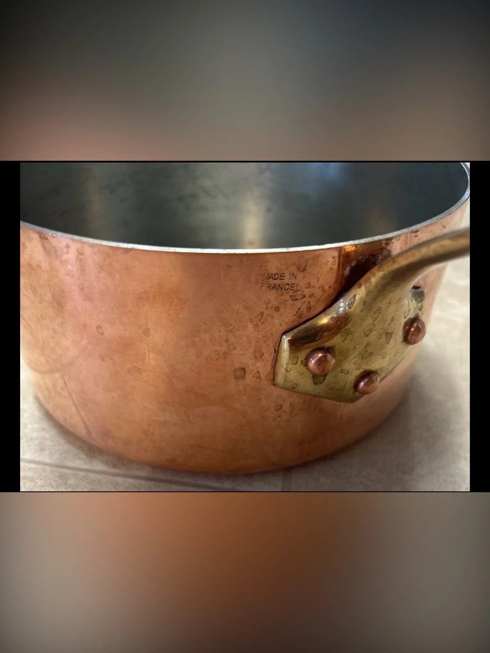 Made In France Copper Saucepan Pot 7.25 inch diameter Stylish Clean Cooking